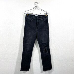 Good American Black Straight Leg jeans with distressing size 8/29